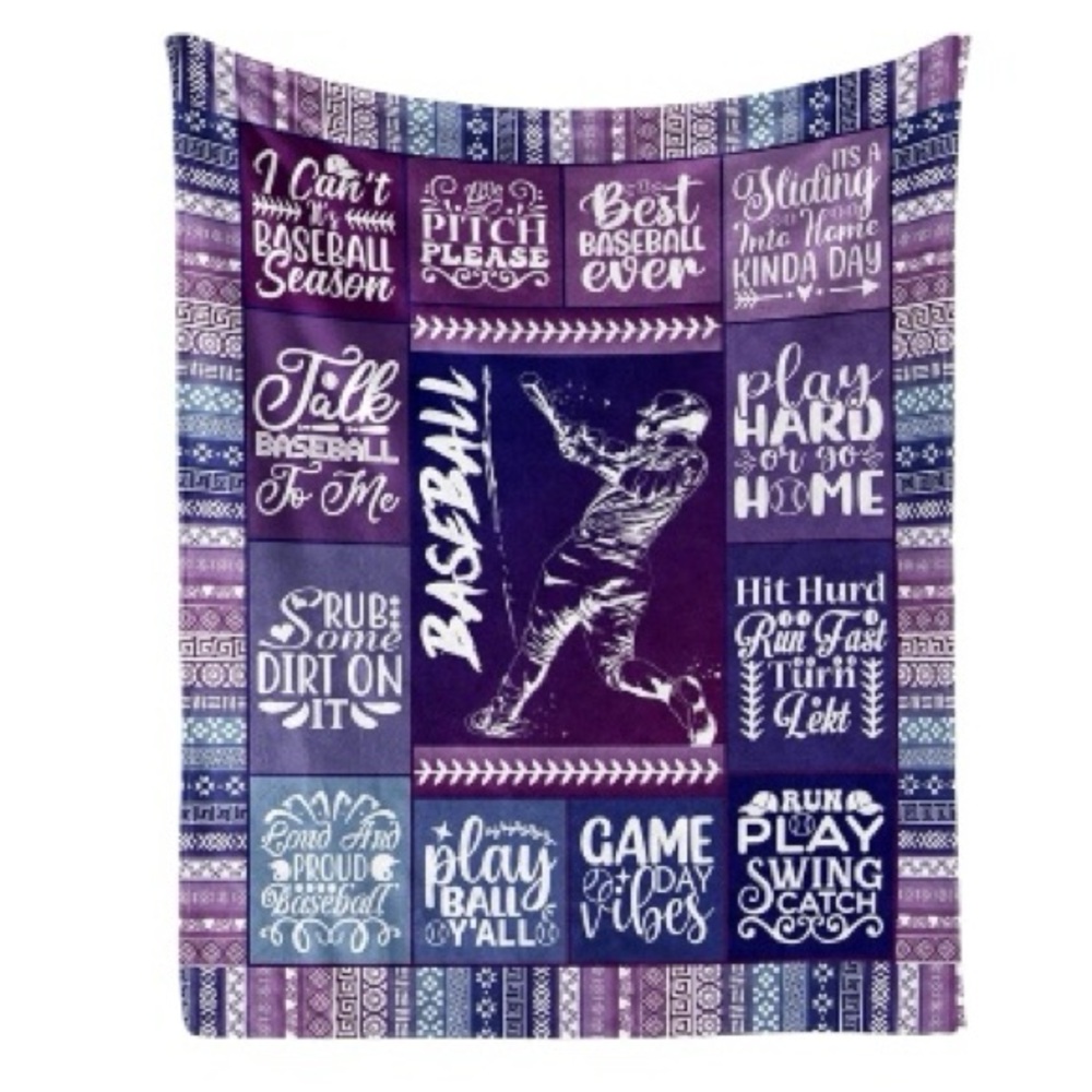 Baseball Throw Blanket 40x50 Mom Fan Purple 40x50 Plush Soft Kids Bedding A6